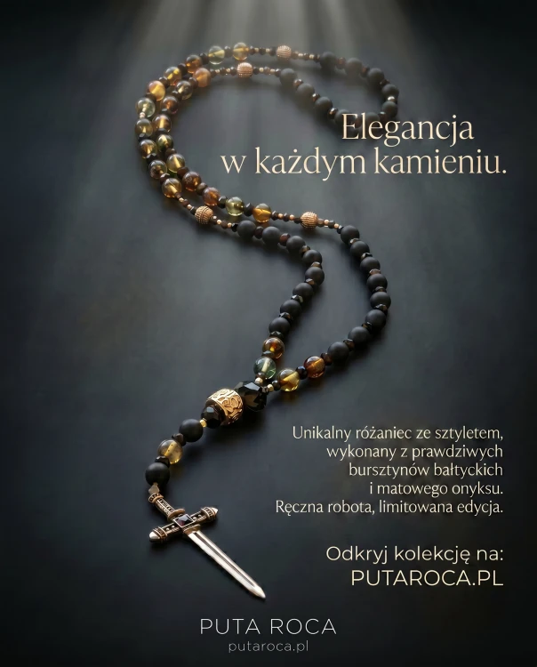różaniec męski z bursztynów