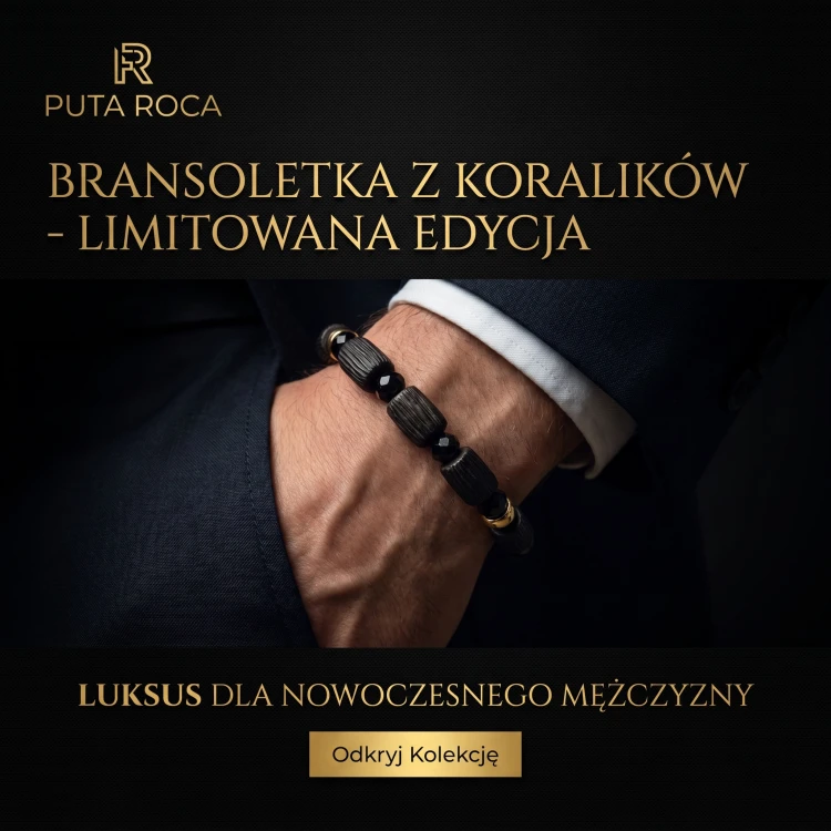 czarna bransoletka męska złoto